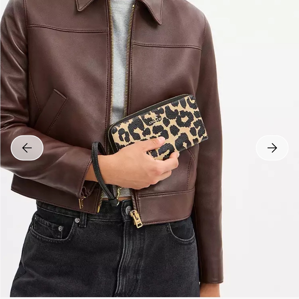 Coach Leopard Print Zip Around Wallet